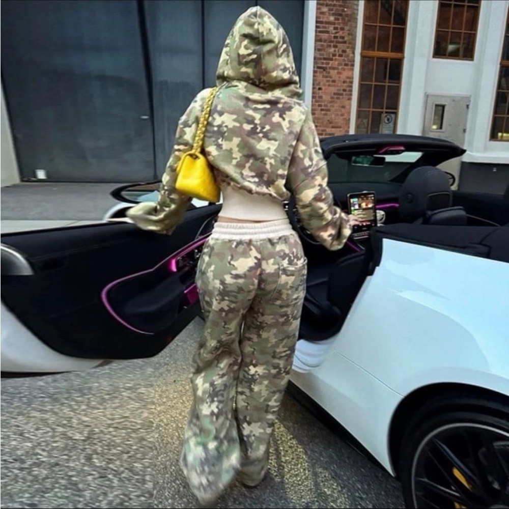 Women's Camouflage Track Pants & Hoodie Set